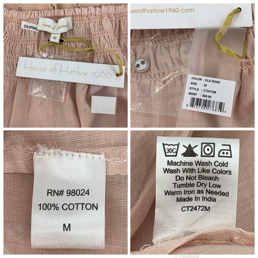 House of Harlow 1960 NWT Rose Pink Eyelet Lace Boho Style Sleeveless Top, Medium - Picture 16 of 16